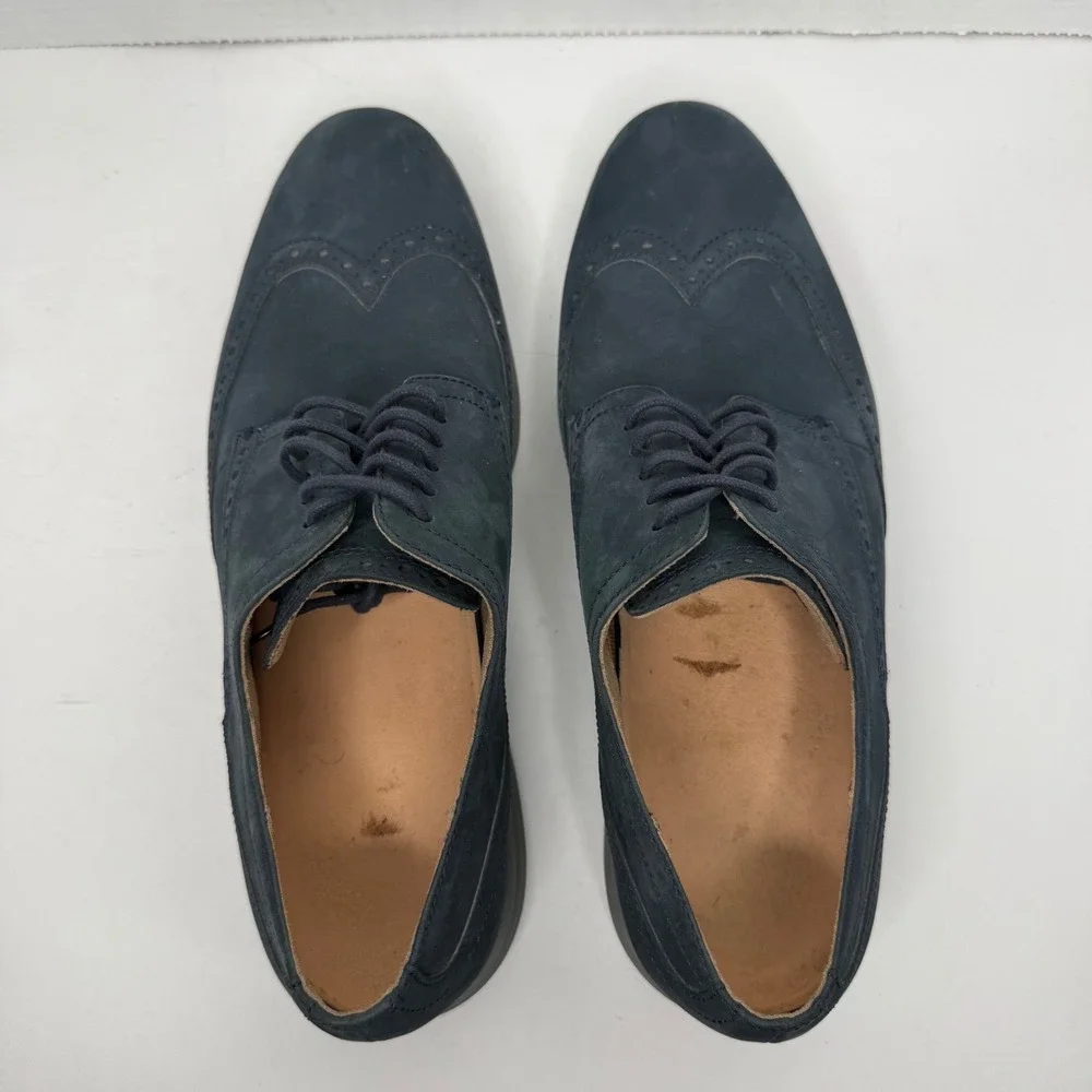 Cole Haan Original Grand Short Wing Oxford Men 10.5 M Navy Blue Nubuck C26473